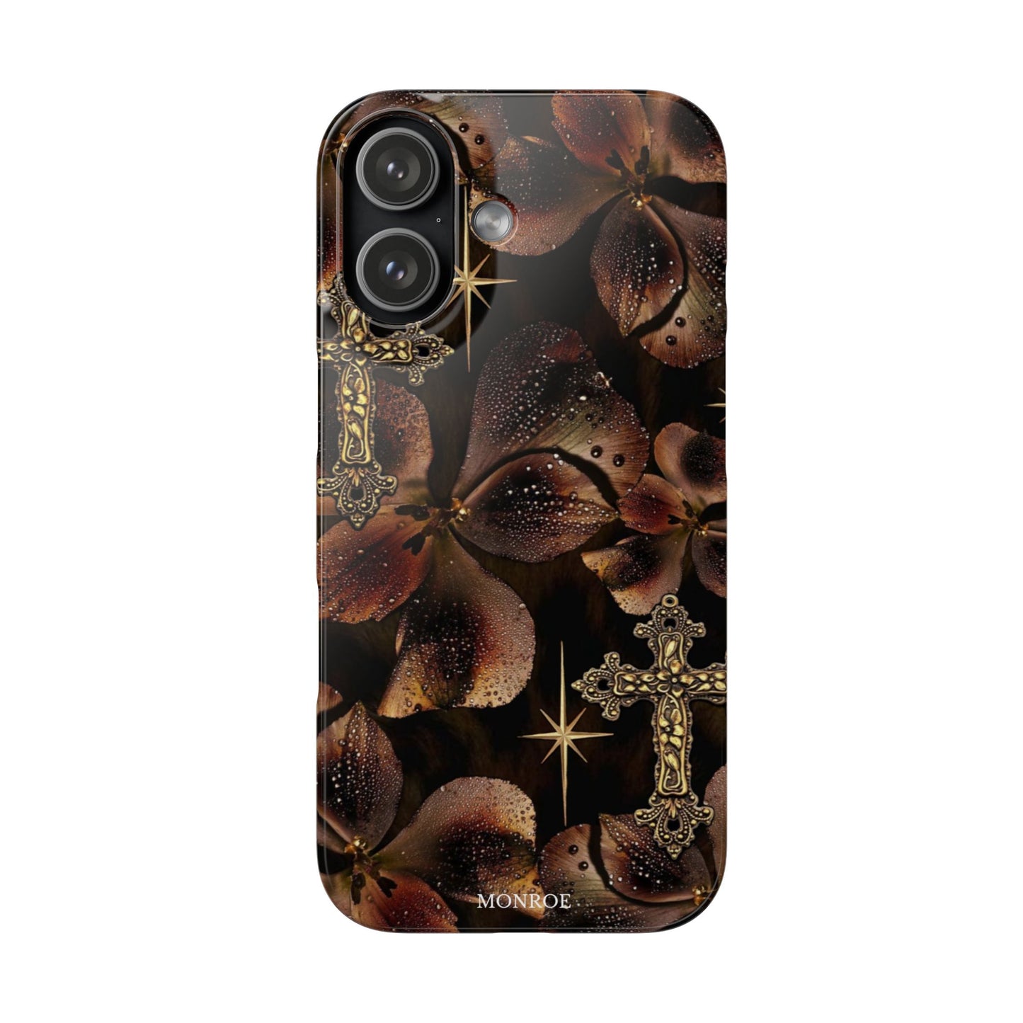 Brown Floral Cross Case