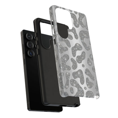 Silver Glitter Leopard Tough Case