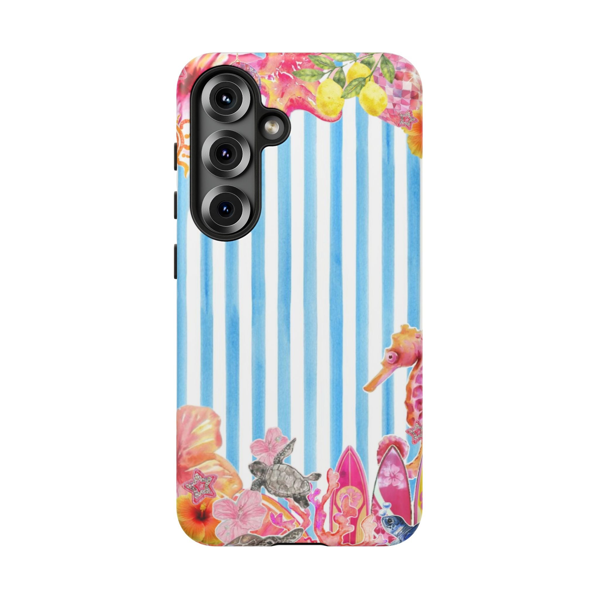 Beach Blue Striped Tough Phone Case