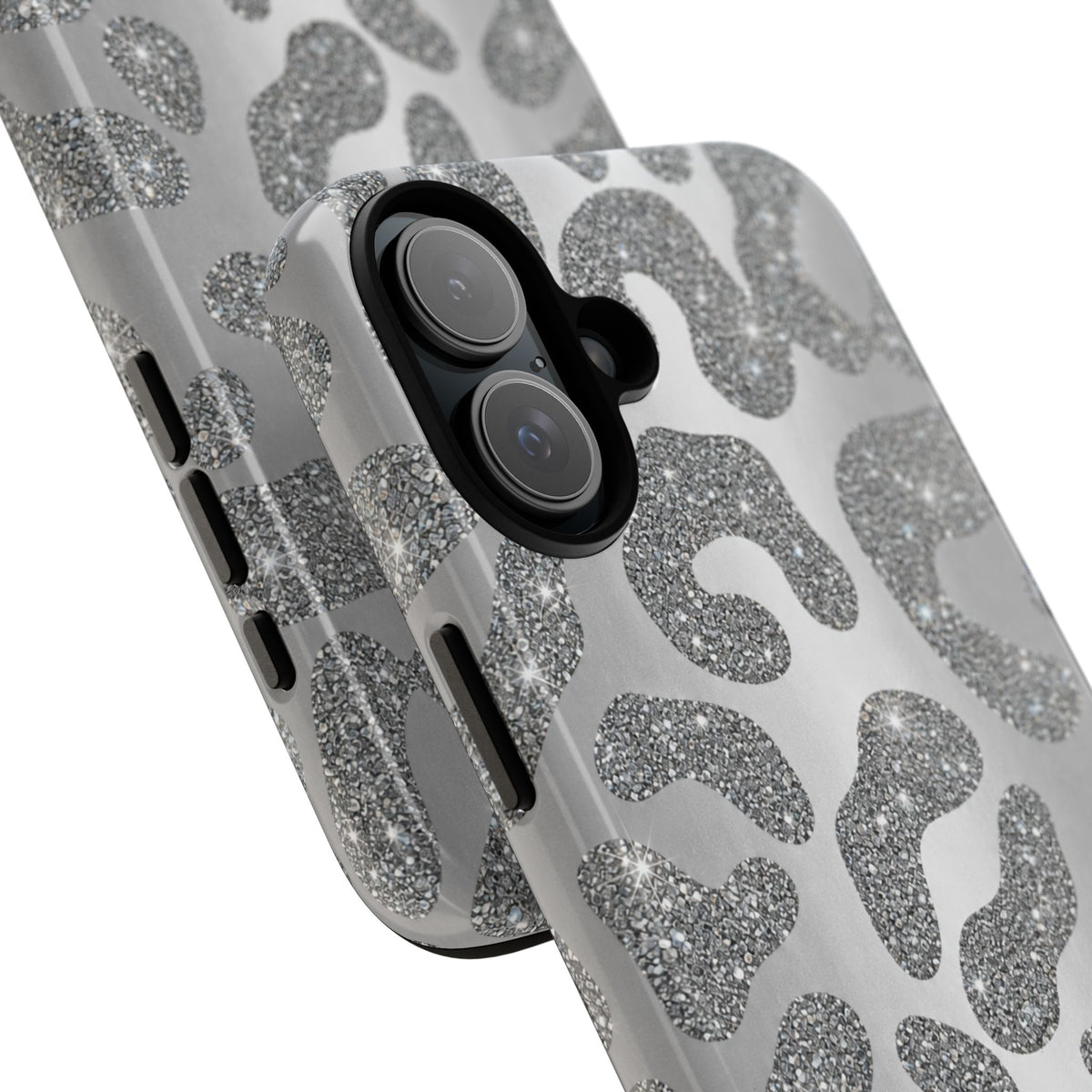 Silver Glitter Leopard Tough Case