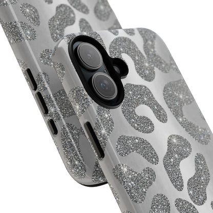 Silver Glitter Leopard Tough Case
