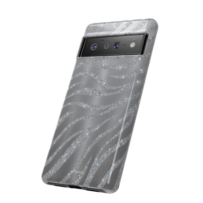 Silver Glitter Zebra Tough Case