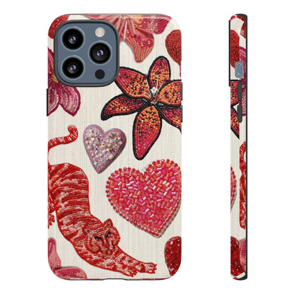 Floral & Heart Pattern Tough Case