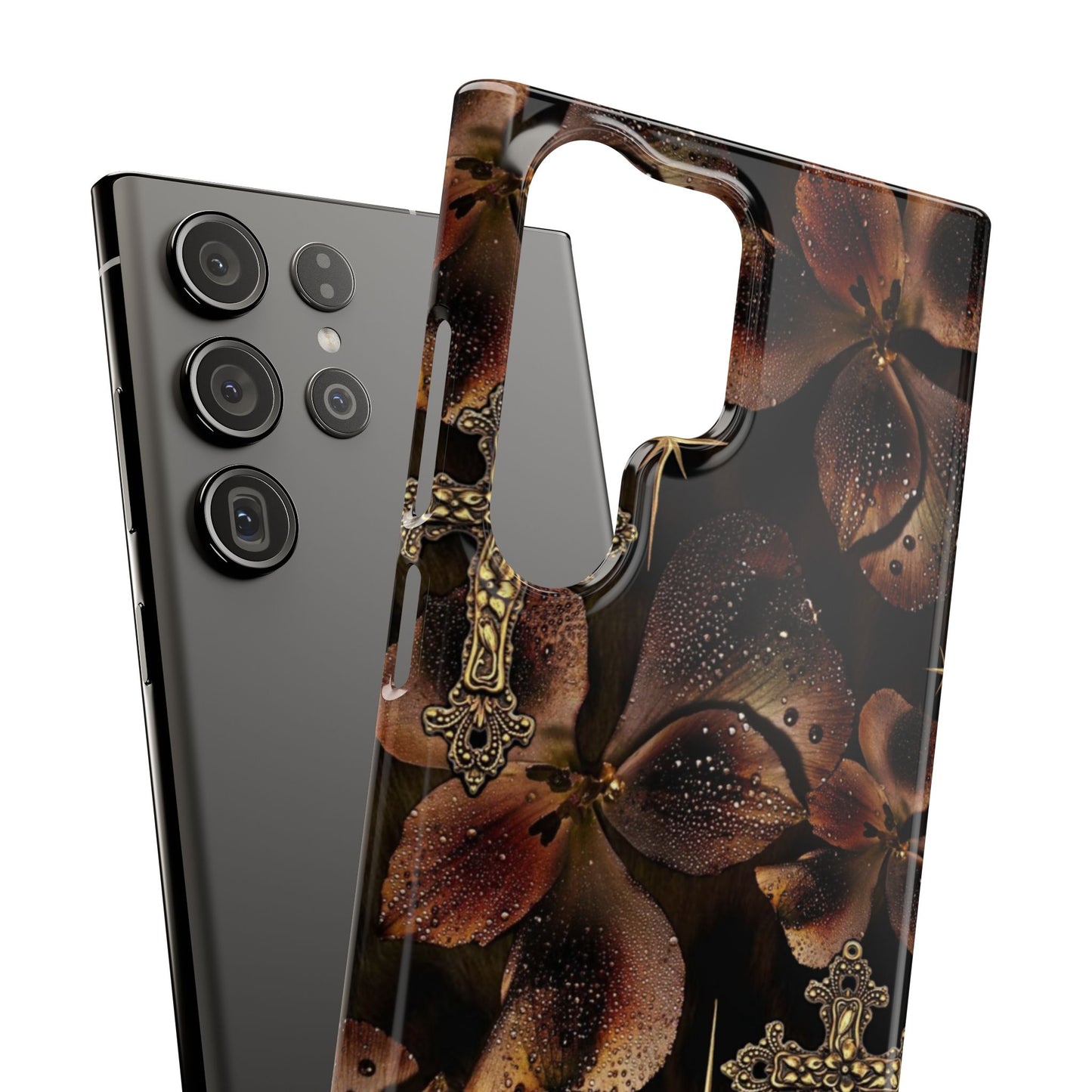 Brown Floral Cross Case