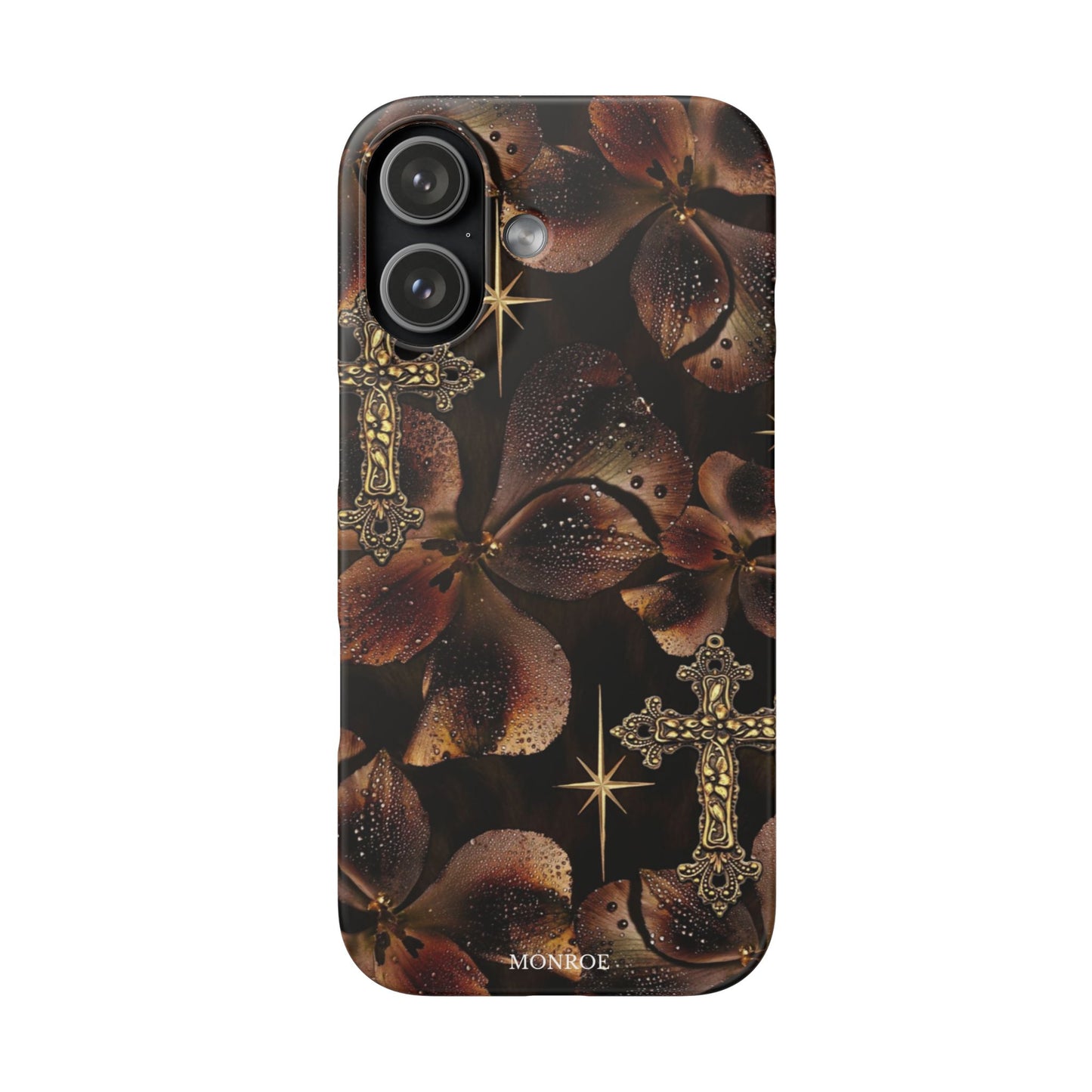 Brown Floral Cross Case
