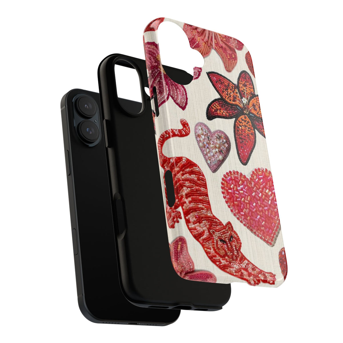 Floral & Heart Pattern Tough Case