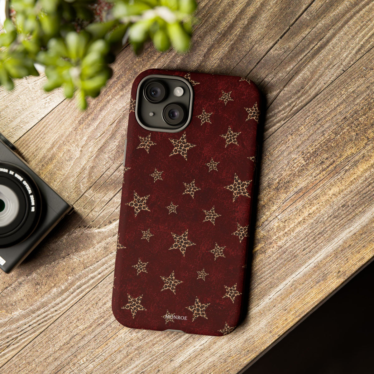 Burgundy Leopard Star Tough Case