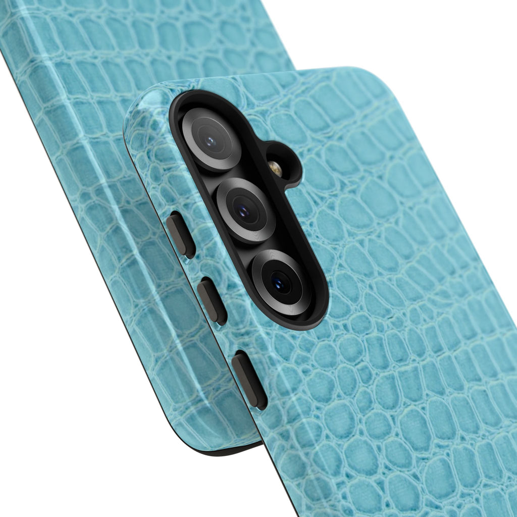 Croc Embossed Turquoise Phone Case