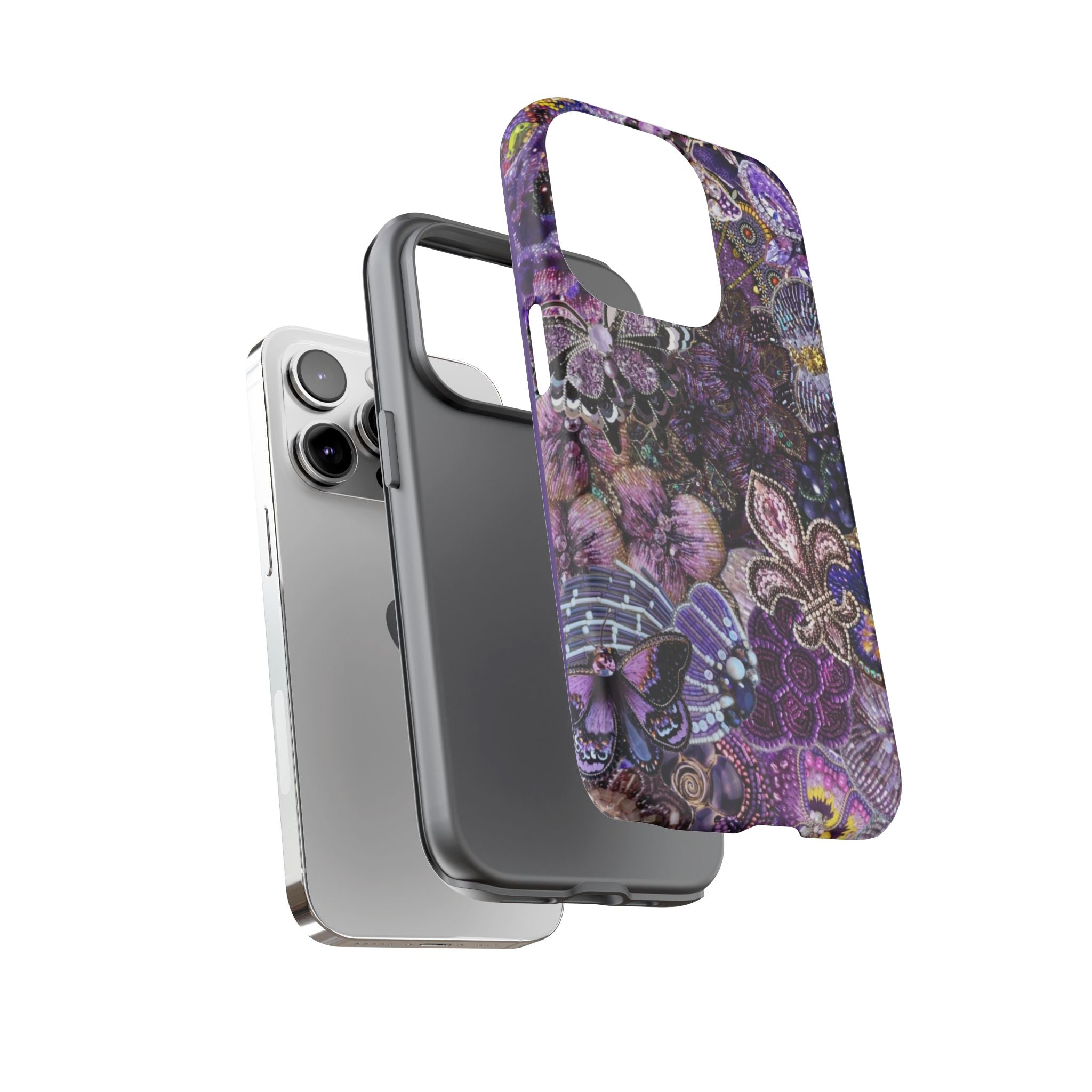 Purple Fleur-de-Lis Floral Tough Phone Case