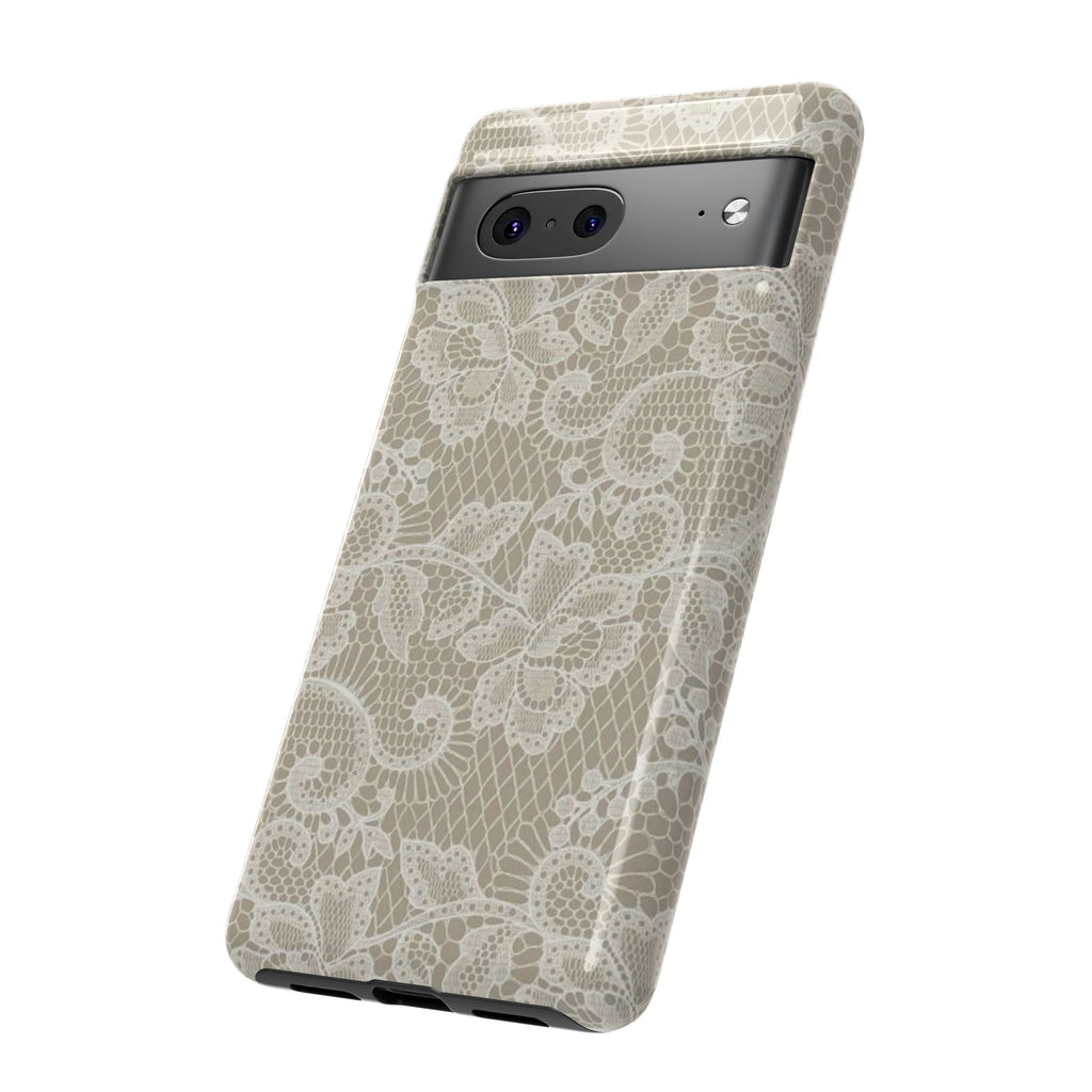 White Lace Pattern Tough Phone Case