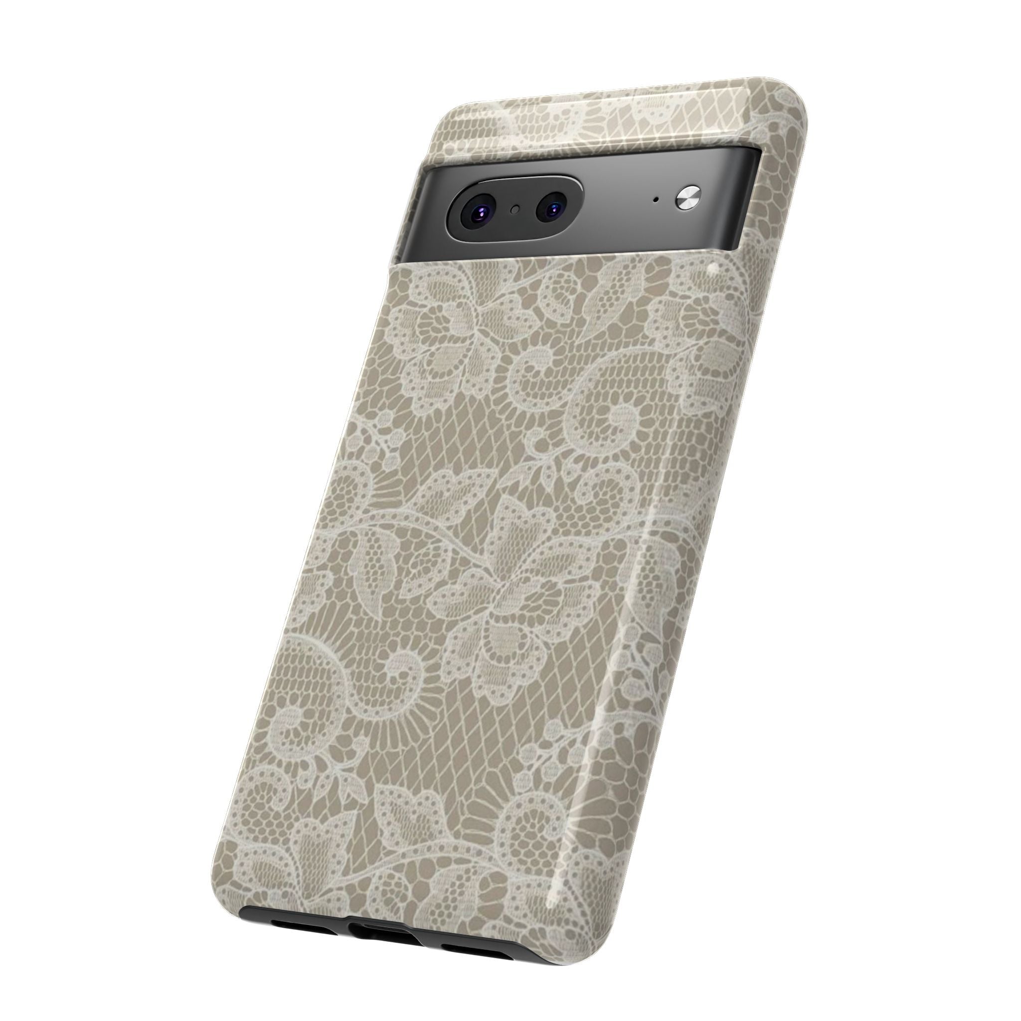 White Lace Pattern Tough Phone Case