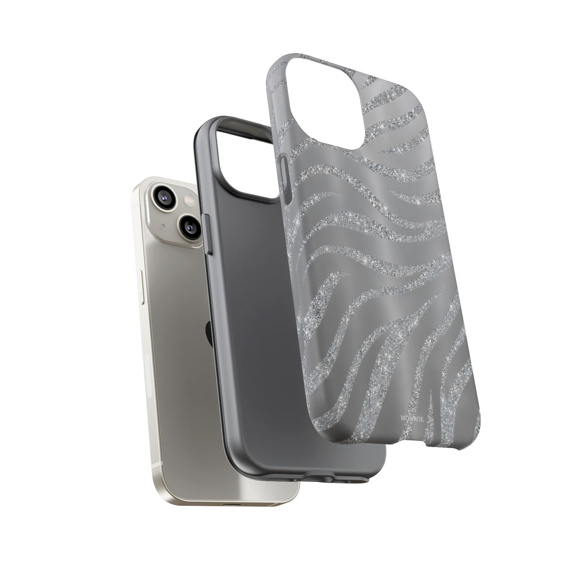 Silver Glitter Zebra Tough Case