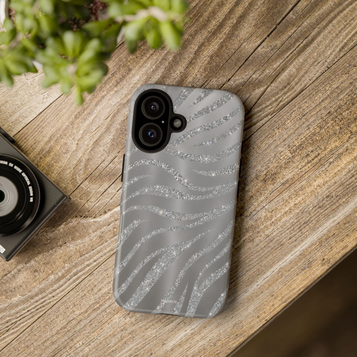 Silver Glitter Zebra Tough Case