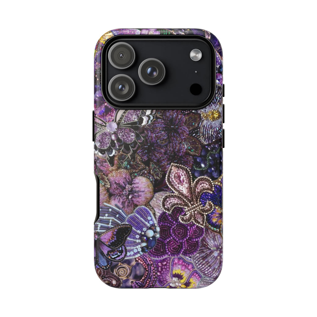 Purple Fleur-de-Lis Floral Tough Phone Case