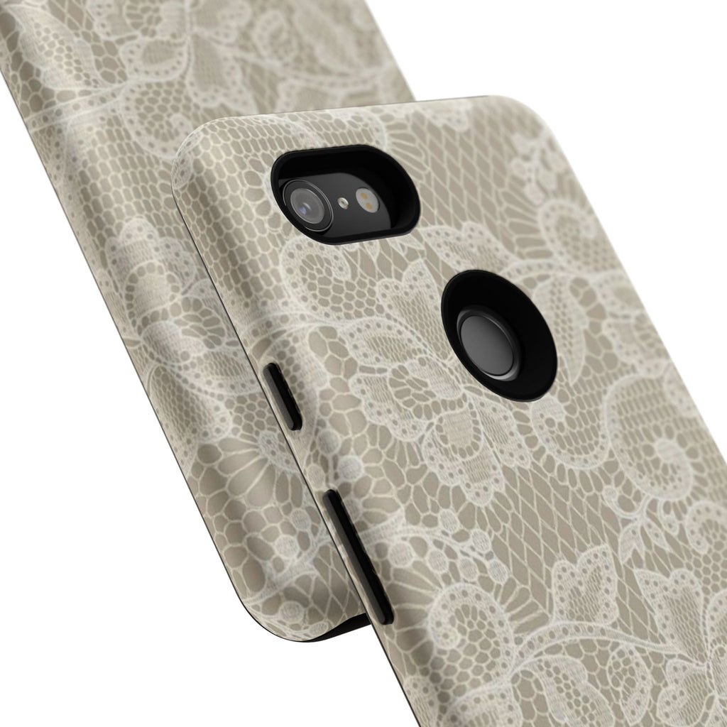 White Lace Pattern Tough Phone Case