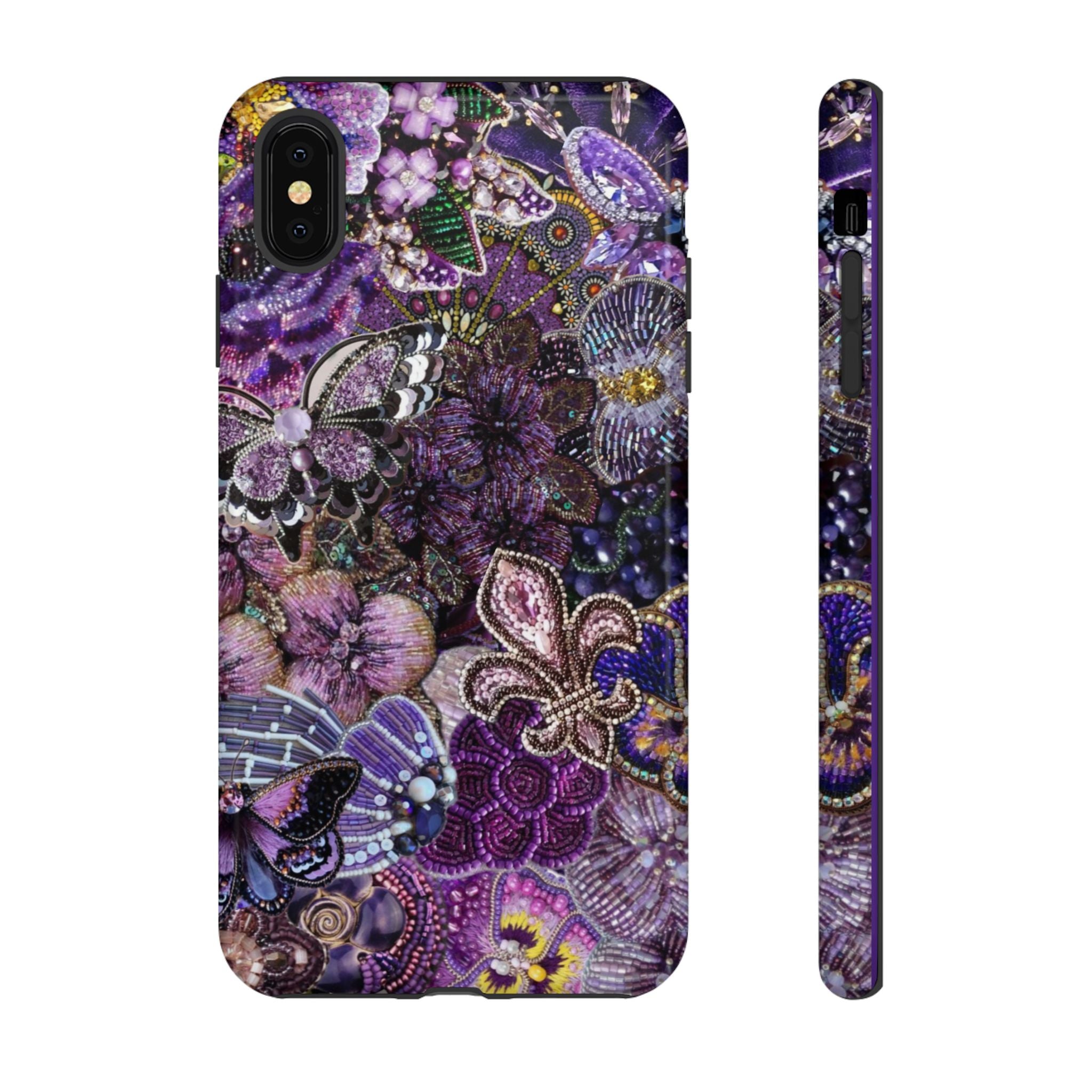 Purple Fleur-de-Lis Floral Tough Phone Case