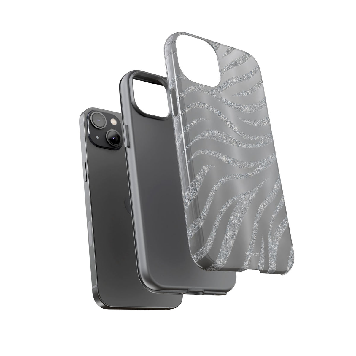 Silver Glitter Zebra Tough Case