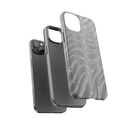Silver Glitter Zebra Tough Case