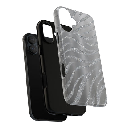 Silver Glitter Zebra Tough Case