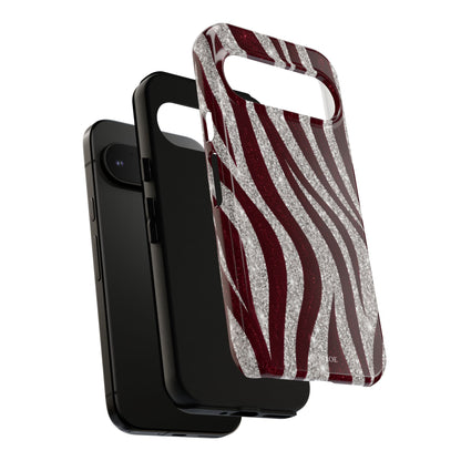 Burgundy Zebra Glitter Tough Case