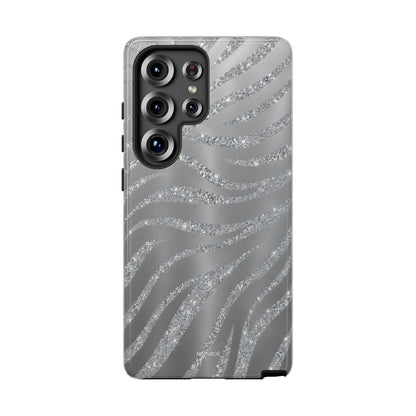 Silver Glitter Zebra Tough Case