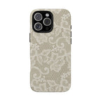 White Lace Pattern Tough Phone Case