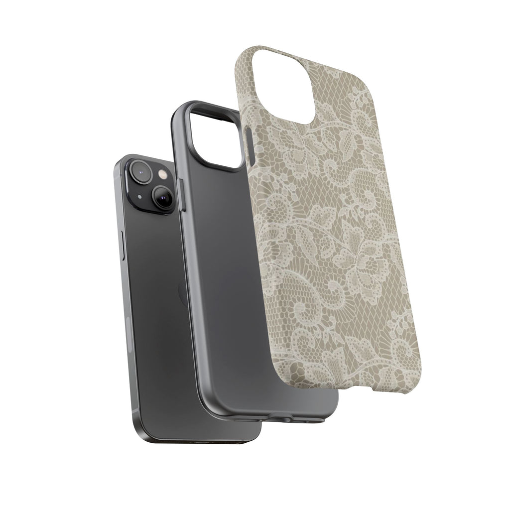 White Lace Pattern Tough Phone Case