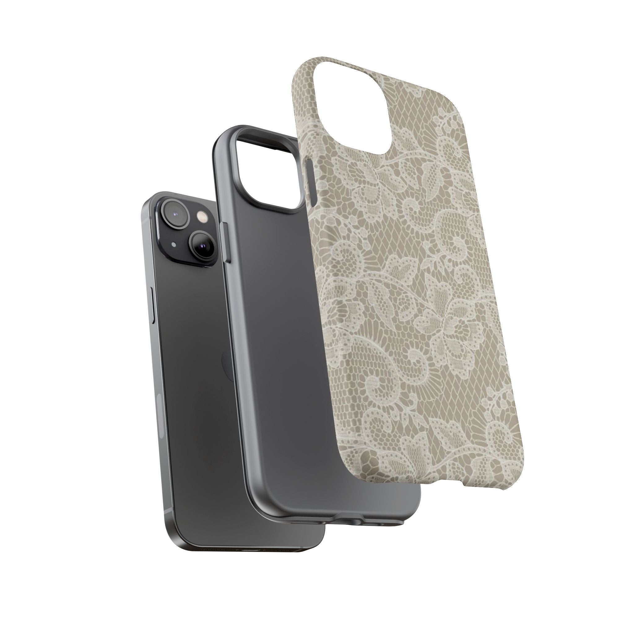 White Lace Pattern Tough Phone Case