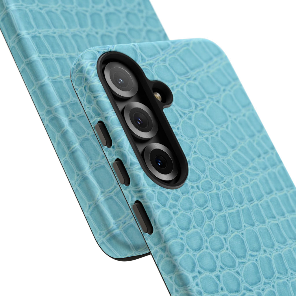 Croc Embossed Turquoise Phone Case