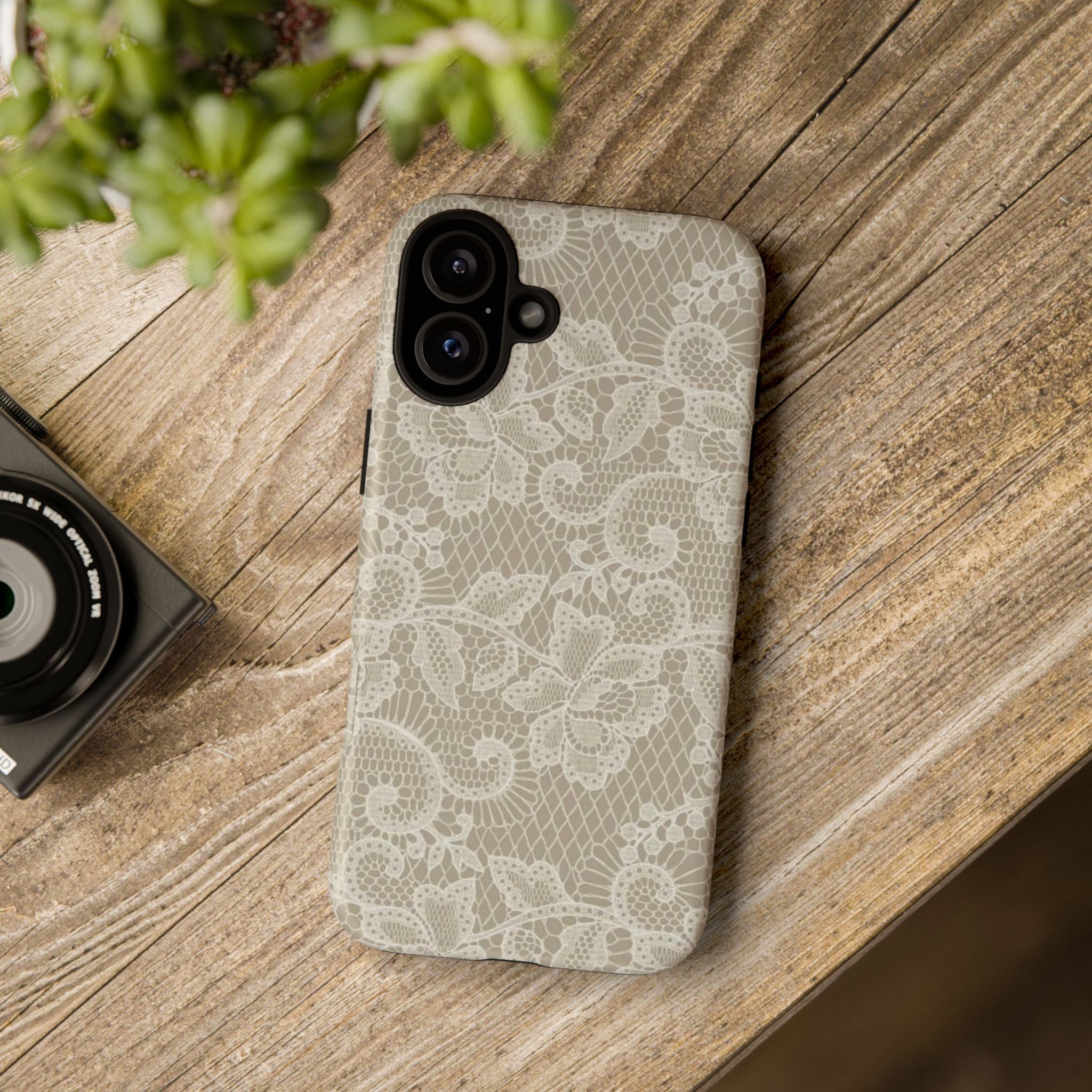 White Lace Pattern Tough Phone Case