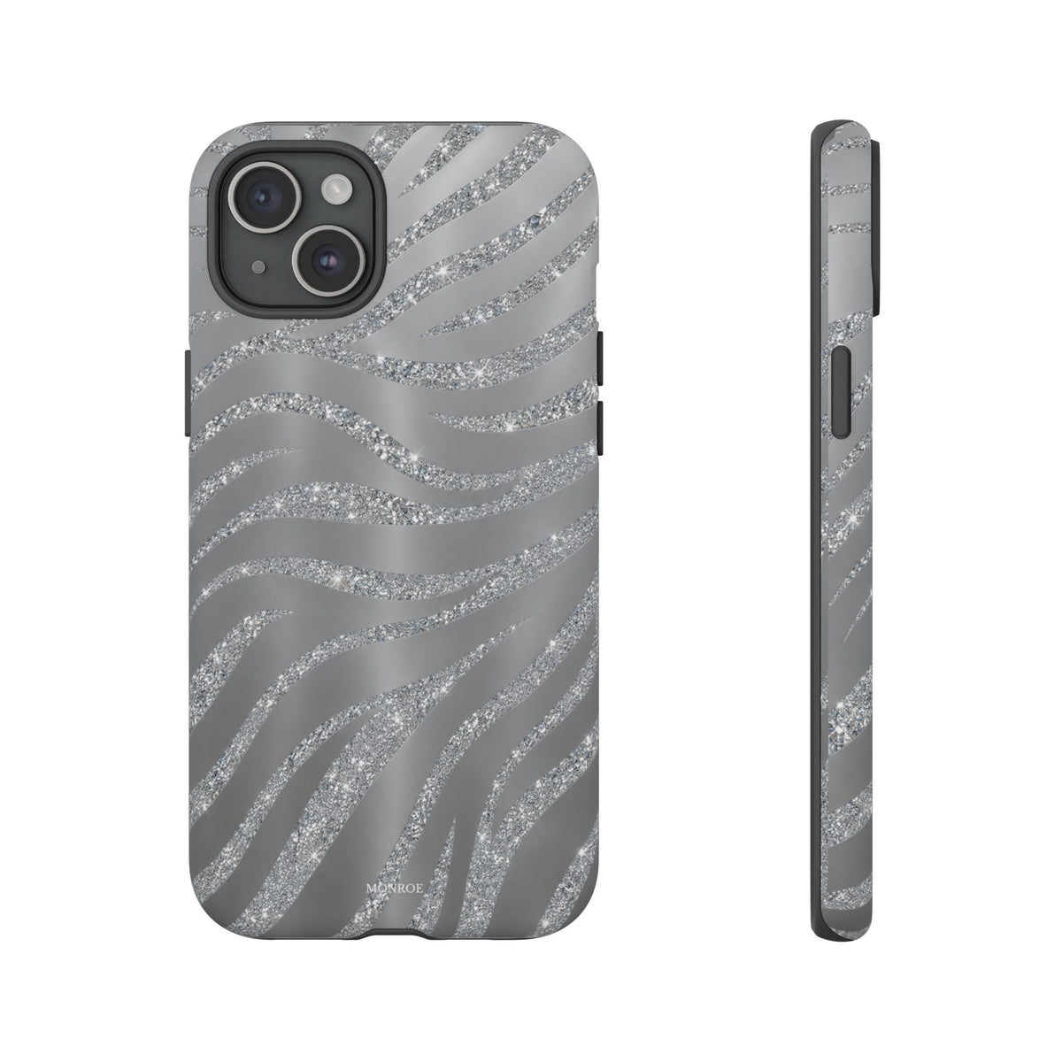 Silver Glitter Zebra Tough Case