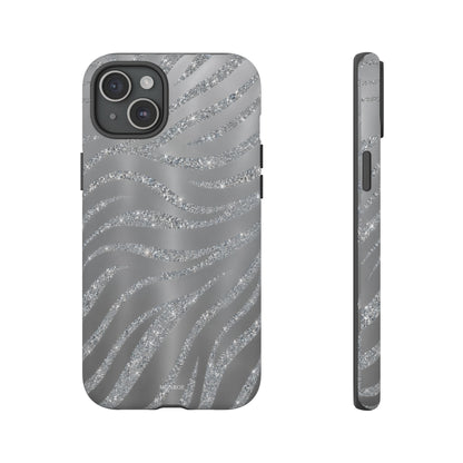Silver Glitter Zebra Tough Case