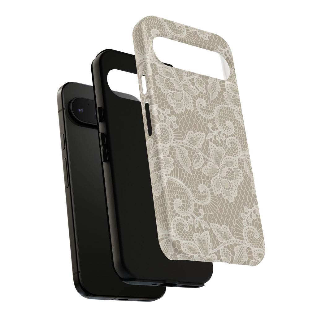 White Lace Pattern Tough Phone Case