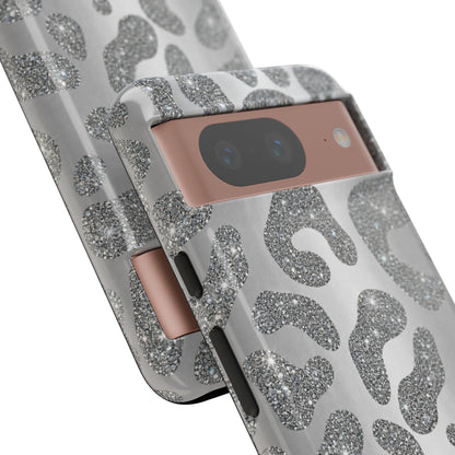 Silver Glitter Leopard Tough Case