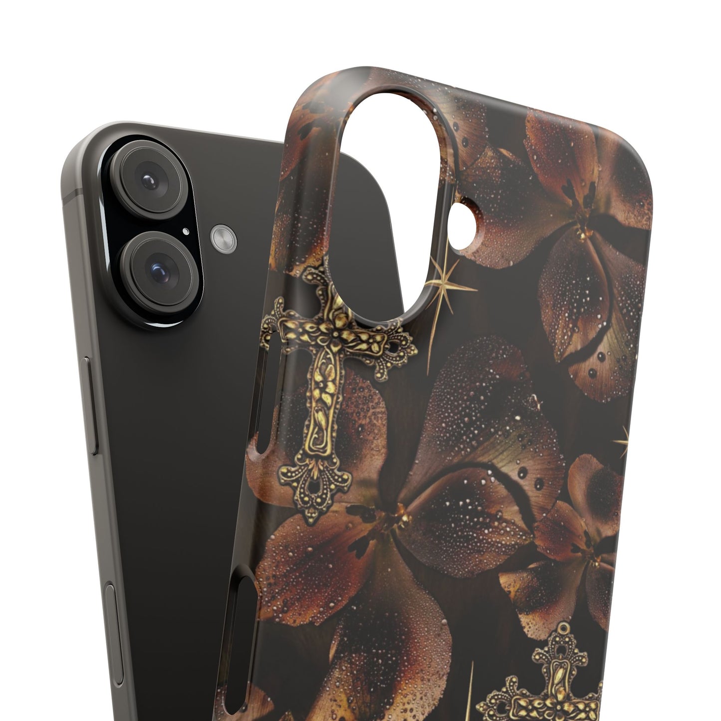 Brown Floral Cross Case