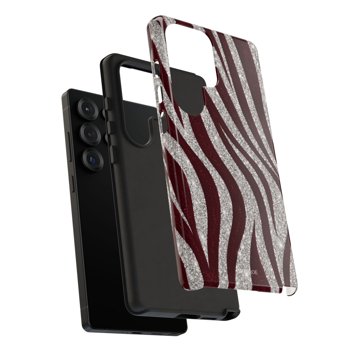 Burgundy Zebra Glitter Tough Case