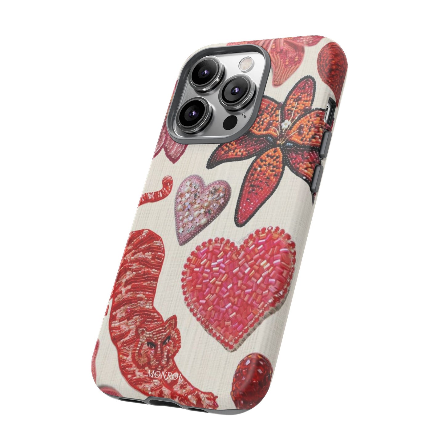 Floral & Heart Pattern Tough Case