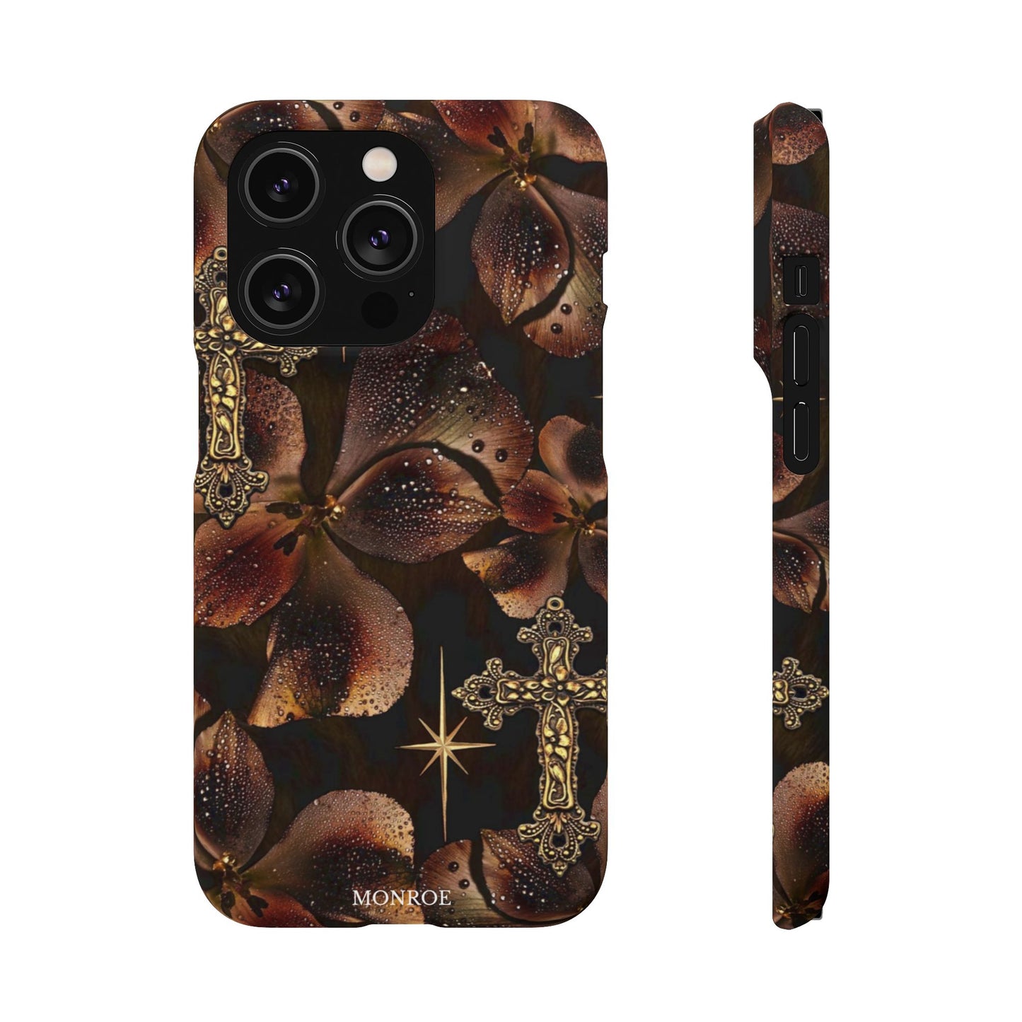 Brown Floral Cross Case