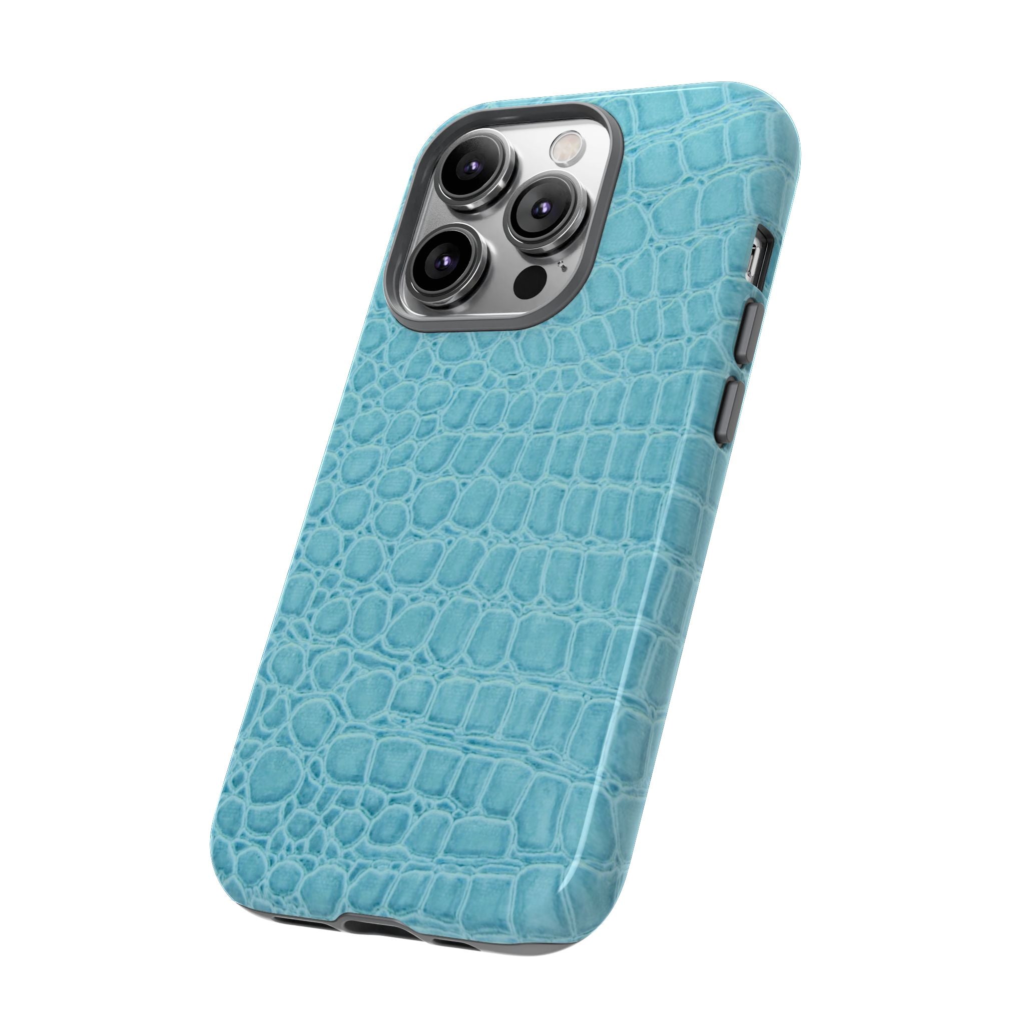 Croc Embossed Turquoise Phone Case
