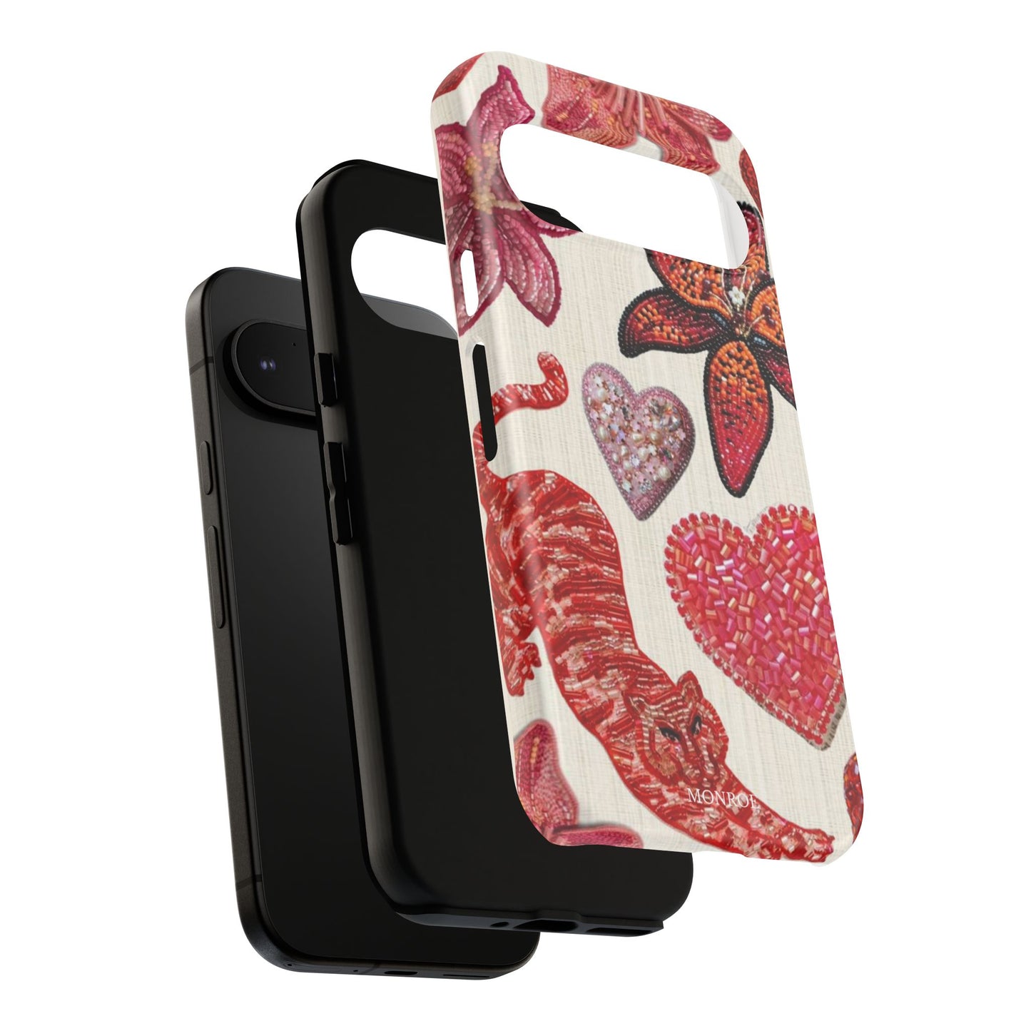 Floral & Heart Pattern Tough Case