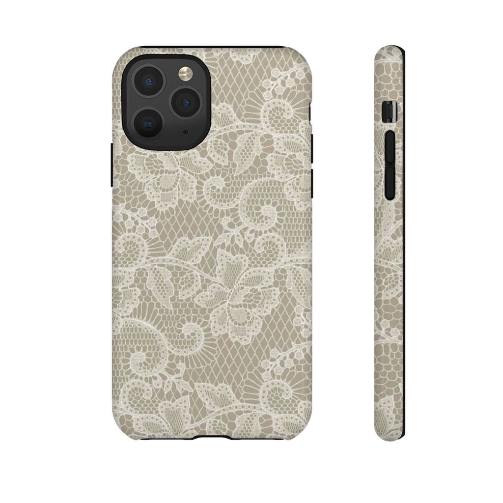 White Lace Pattern Tough Phone Case