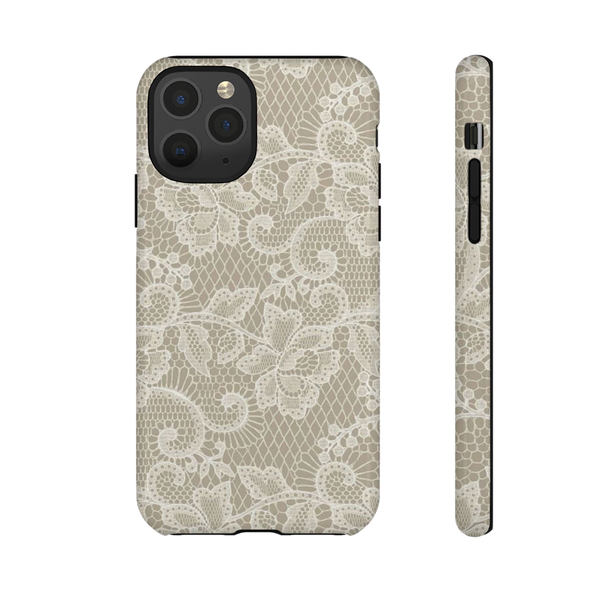 White Lace Pattern Tough Phone Case