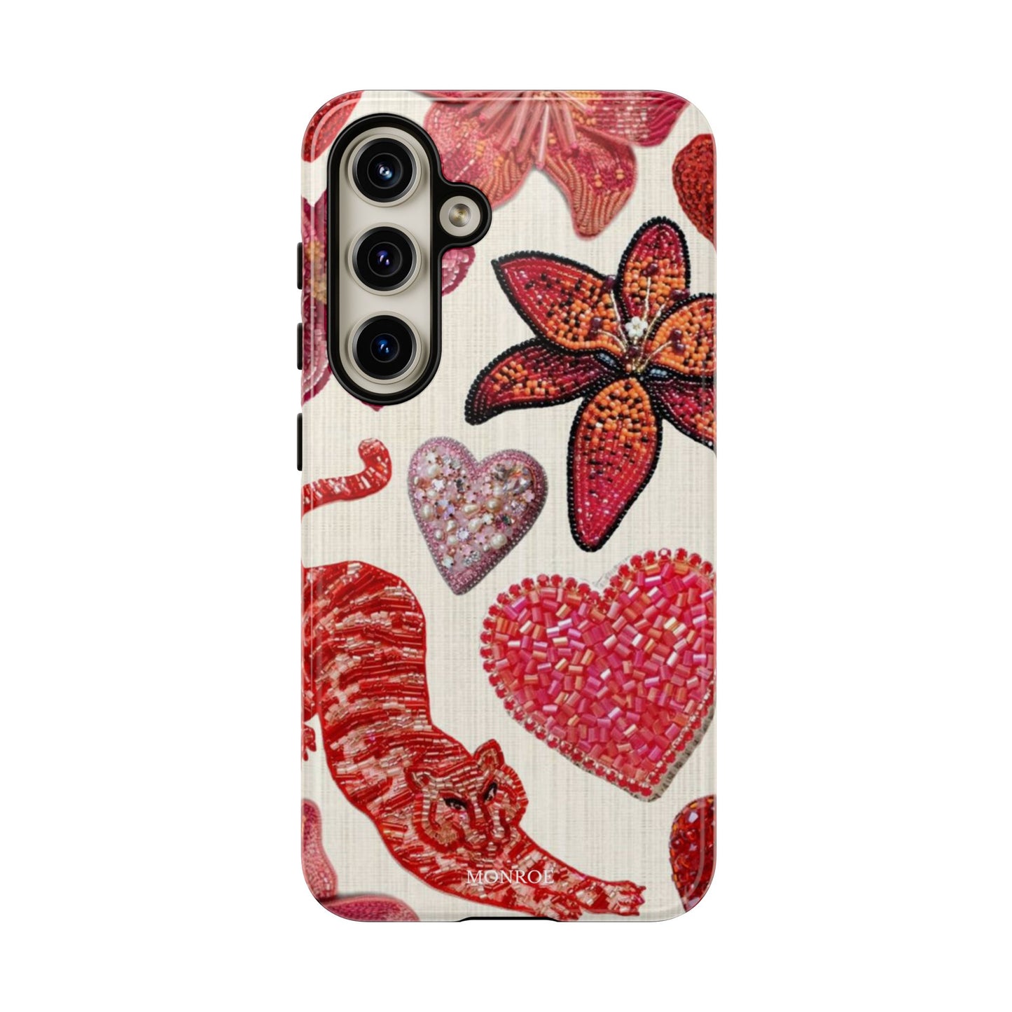 Floral & Heart Pattern Tough Case
