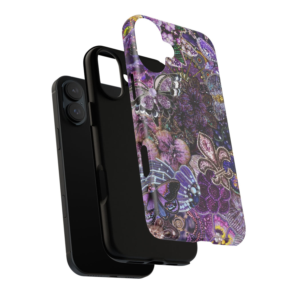 Purple Fleur-de-Lis Floral Tough Phone Case