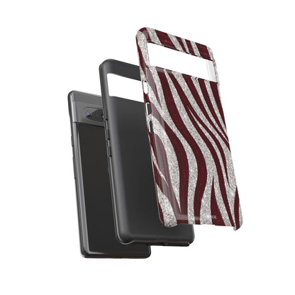 Burgundy Zebra Glitter Tough Case
