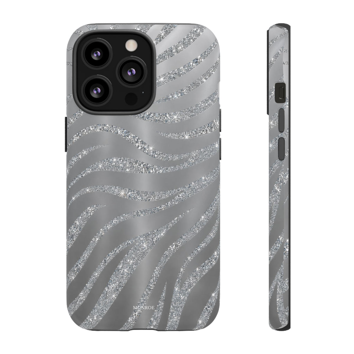Silver Glitter Zebra Tough Case