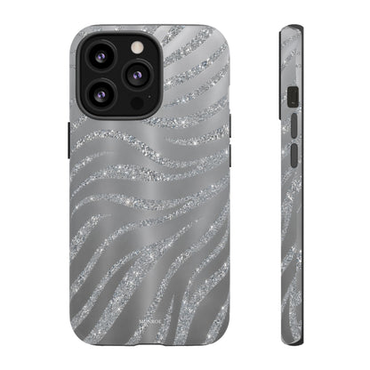 Silver Glitter Zebra Tough Case