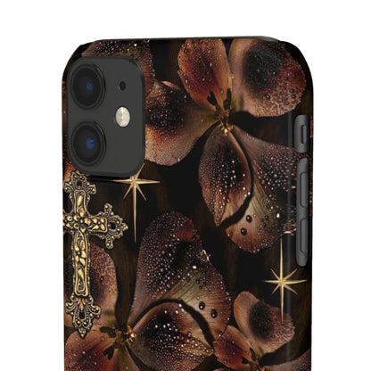 Brown Floral Cross Case