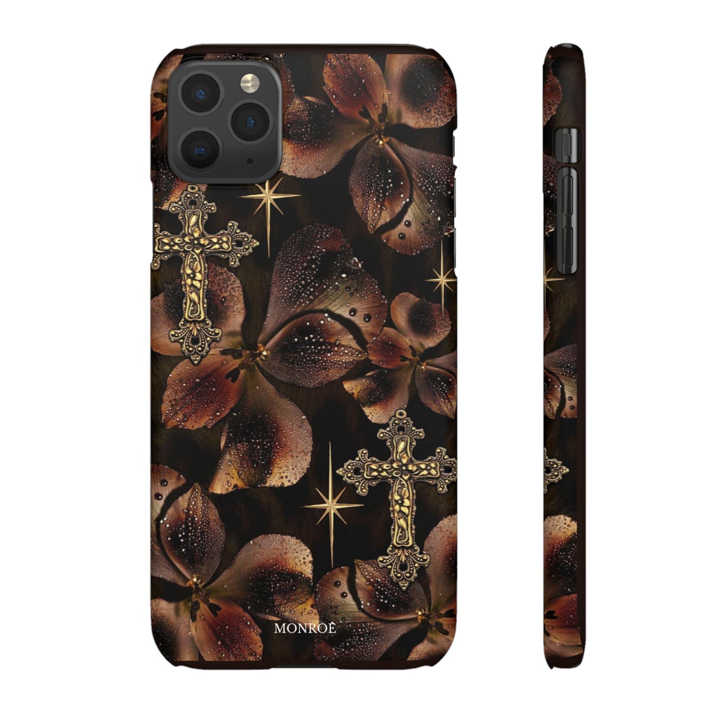 Brown Floral Cross Case