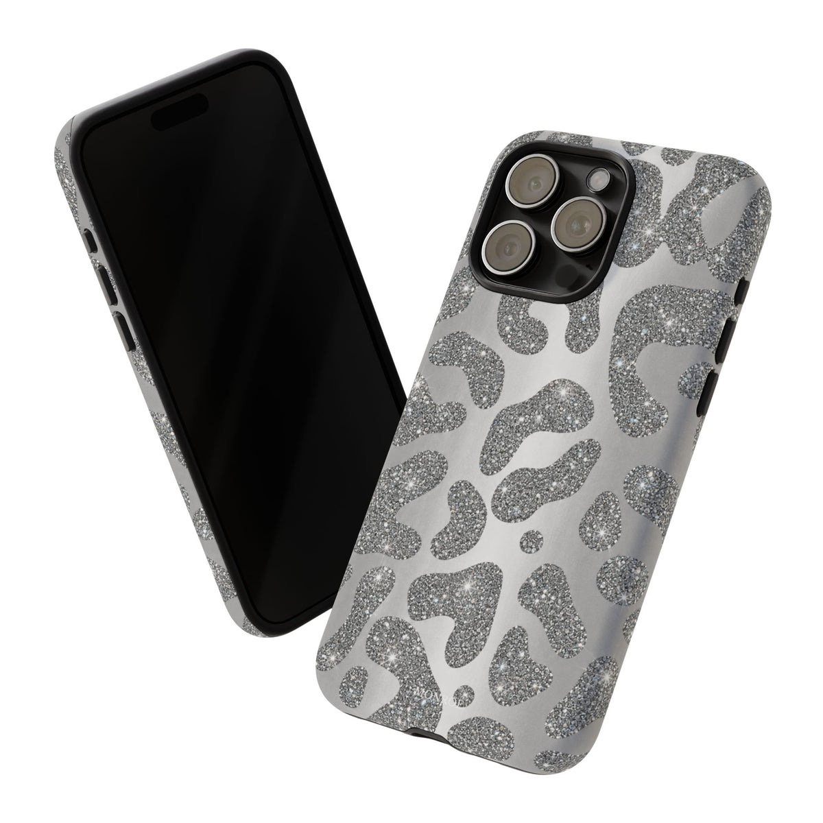 Silver Glitter Leopard Tough Case